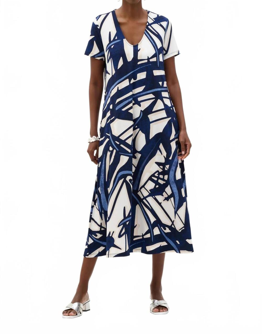 NEW JOSEPH RIBKOFF abstract midi trapeze dress